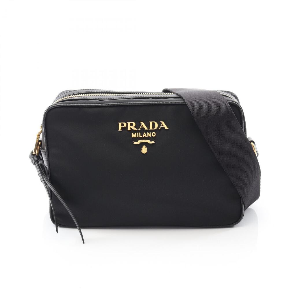 Prada TESSUTO SAFFIANO Shoulder Bag Leather Black